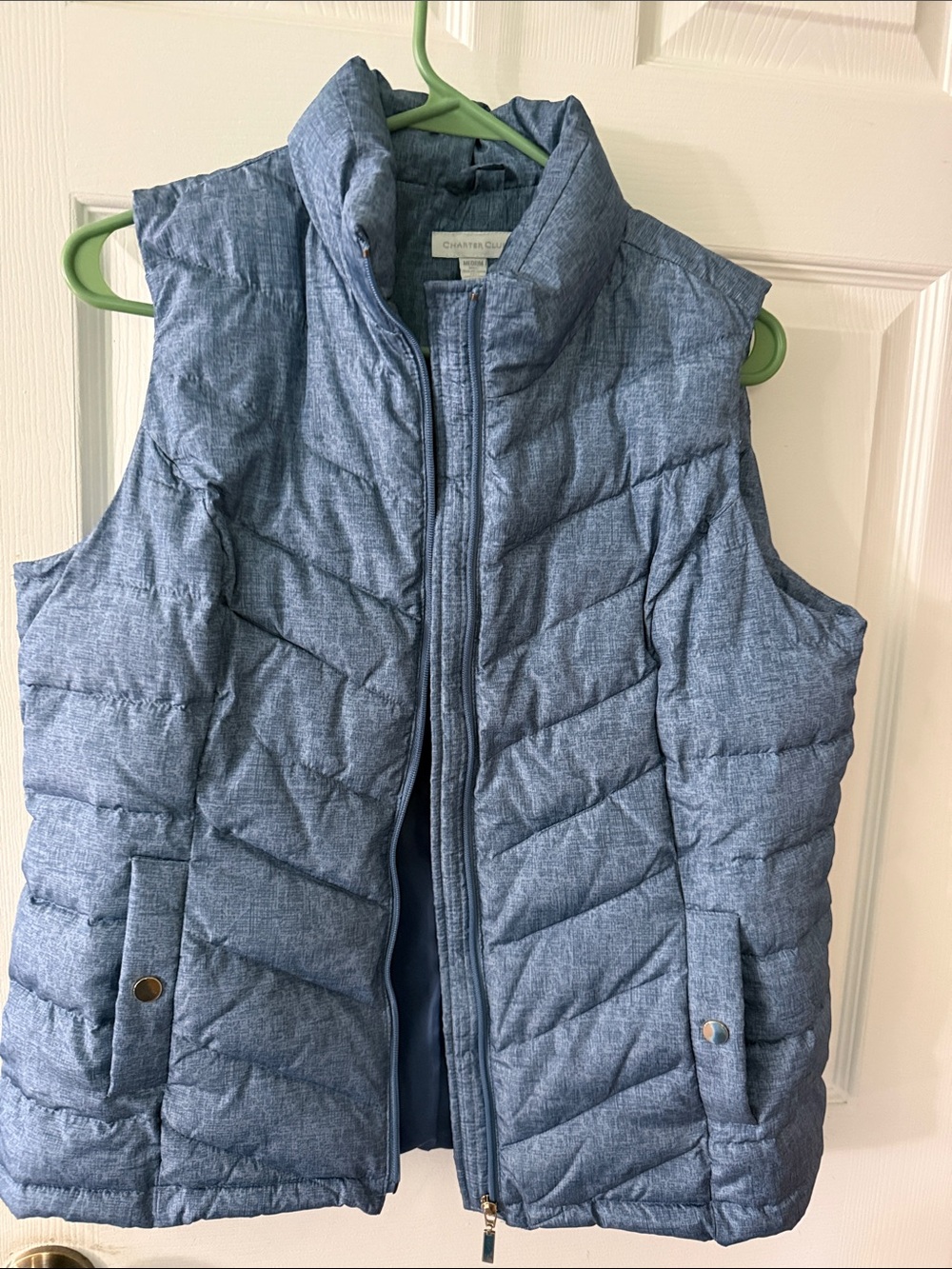 Charter Club Light Blue Quilted Puffer Vest